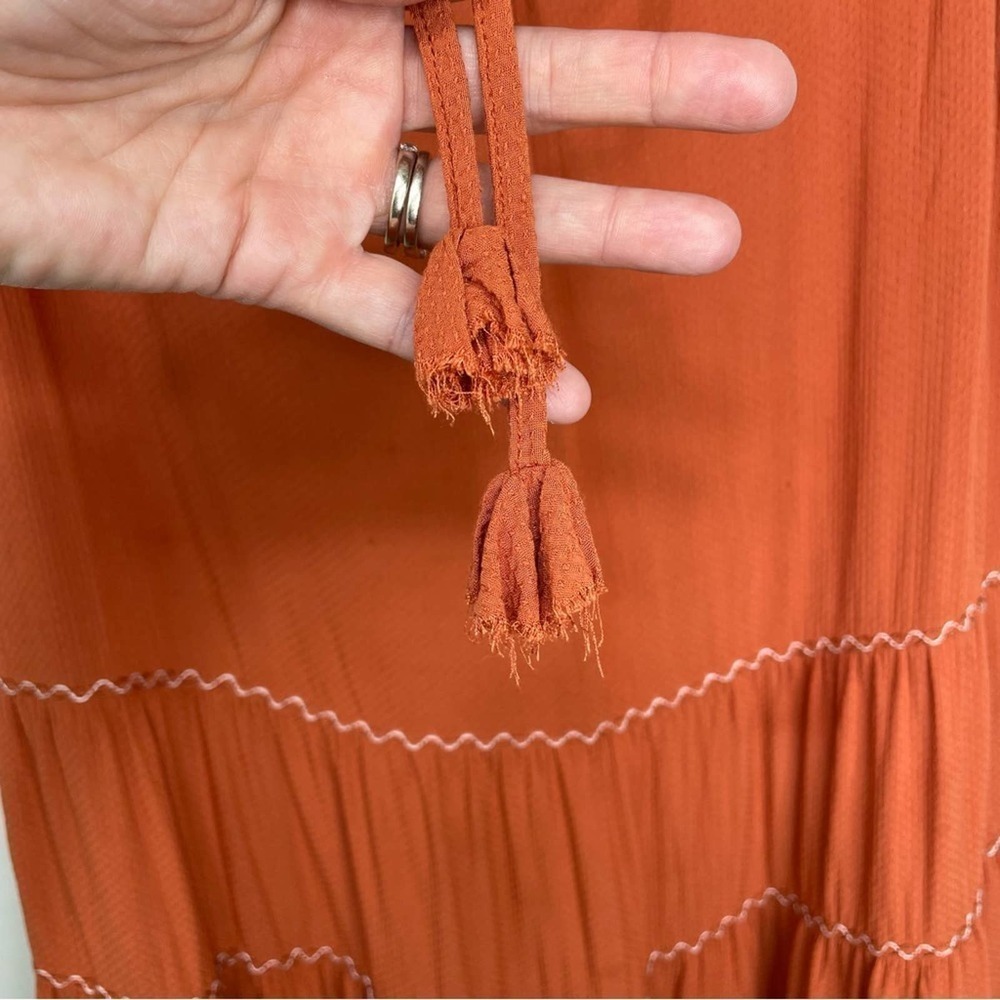 MAX Studio Burnt Orange Embroidered Tiered Sleeveless  Swing Dress Size Medium - Picture 4 of 9